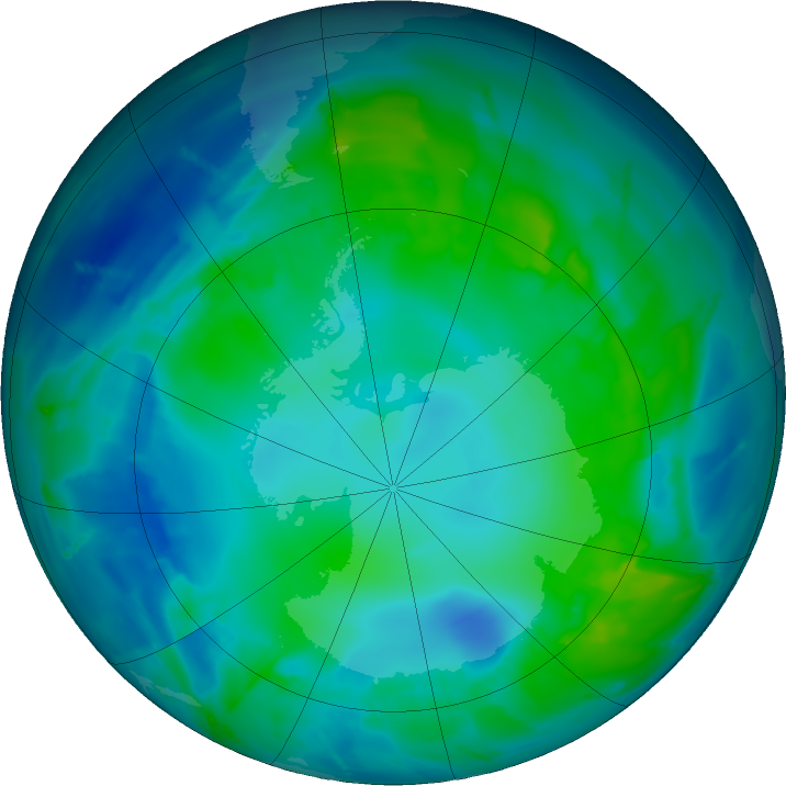 Antarctic ozone map for 05 May 2011